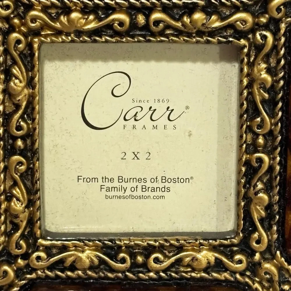 Carr photo frame unique free standing small square faux tortoise & ornate gold